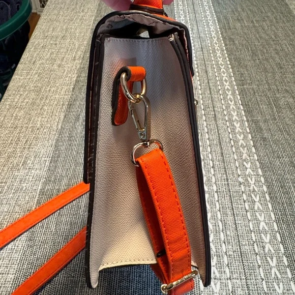 Aldo Orange & White Annie Brooke Satchel - Picture 9 of 15